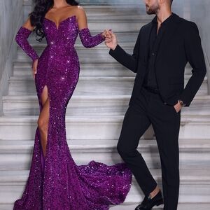 Portia and Scarlett Purple Sequin Gown